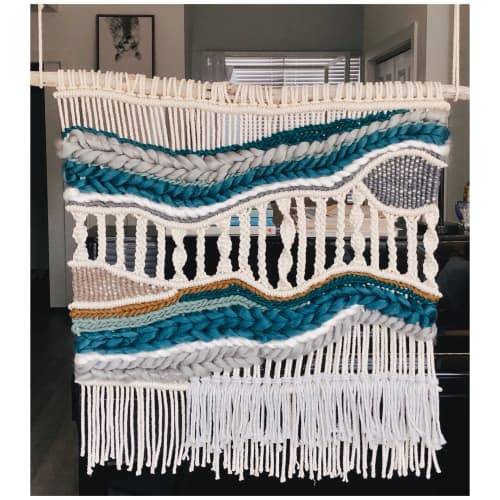 Blue surf macraweave | Macrame Wall Hanging in Wall Hangings by Oak & Vine. Item made of fabric with fiber