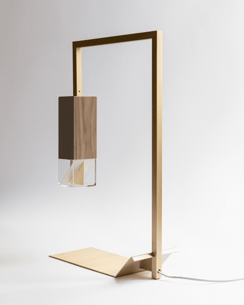 Lamp/Two Wood | Table Lamp in Lamps by Formaminima. Item composed of wood and brass