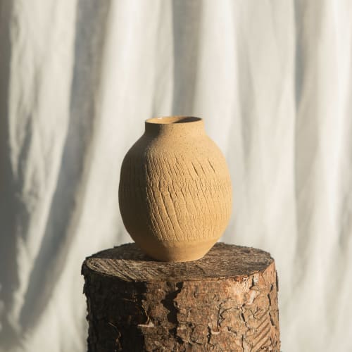 Distressed Sandstone Vessel No.3 | Vase in Vases & Vessels by Alex Roby Designs. Item made of ceramic compatible with minimalism and contemporary style