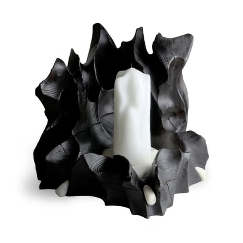 Wildrose Candle Holder — Wood & Marble | Gabor Gobi | Decorative Objects by Gabor Gobi. Item made of wood with marble works with contemporary & japandi style