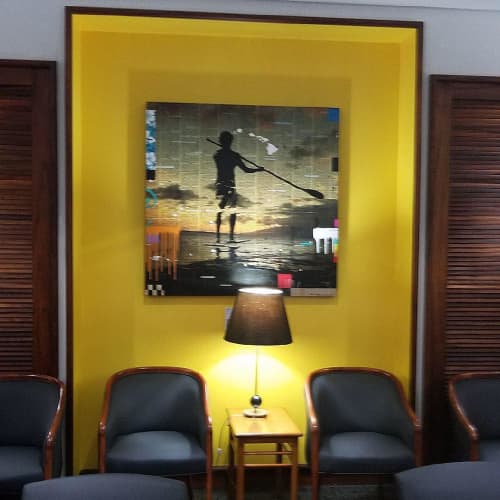 Hawaii State Of Mind | Oil And Acrylic Painting in Paintings by Mark Andrew Allen | Delta Sky Club in Honolulu. Item made of synthetic