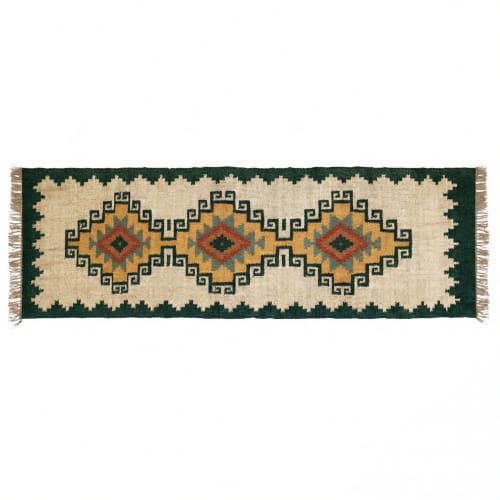 Handwoven Woolen Stair Runner Rug | Rugs by Evergreen Carpets. Item made of wool works with boho & minimalism style