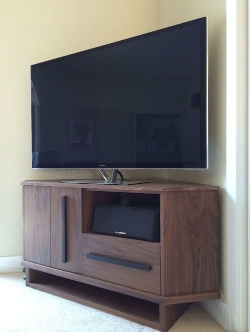Custom JLD Facet Media Cabinet | Media Console in Storage by Jason Lees Design. Item made of wood
