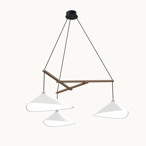 Emily Group of Three Pendant Light – White Semi-Matte | Chandeliers by MOSS Objects. Item made of oak wood & steel compatible with contemporary and modern style