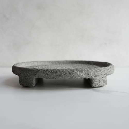 Large Footed Tray in Dove Grey Concrete | Decorative Tray in Decorative Objects by Carolyn Powers Designs. Item composed of concrete in minimalism or contemporary style