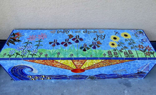 Memorial Bench for Tessa Joy Davis | Public Mosaics by Marsha Wickham Rafter | Los Gatos High School in Los Gatos