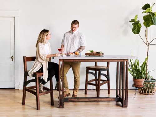 Concrete, Steel & Walnut Madden Bar Table | Cocktail Table in Tables by Alicia Dietz Studios. Item composed of walnut & steel