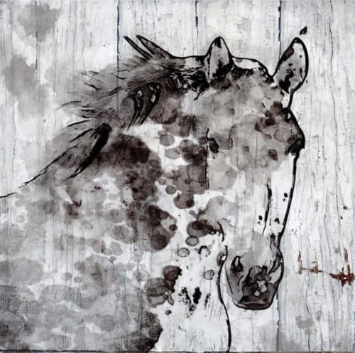 Winter Horse | Oil And Acrylic Painting in Paintings by Irena Orlov. Item composed of canvas and synthetic