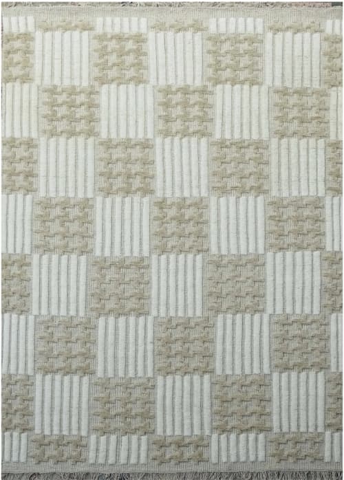 Honey blocks handknotted rug | Decorative Objects by Shaheran Ansari. Item made of cotton works with boho & contemporary style