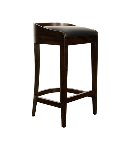Contemporary Counter Stool in Wood and Leather by Costantini | Chairs by Costantini Designñ. Item composed of wood and leather in contemporary style