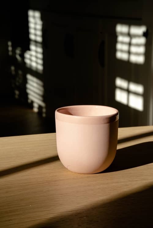 Handmade Porcelain Coffee Cup. Powder Pink | Drinkware by Creating Comfort Lab. Item composed of synthetic