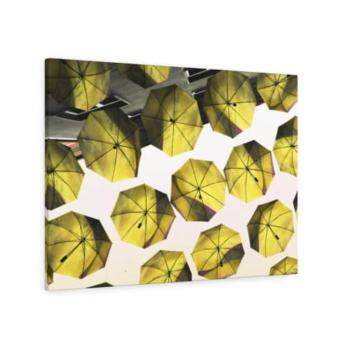 Yellow Umbrellas 1358A | Prints in Paintings by Petra Trimmel. Item made of canvas with metal