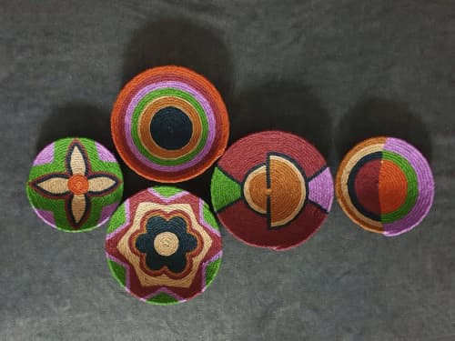 African wall plate decoration | Decorative Plate in Decorative Objects by Sarmal Design. Item made of bamboo with cotton works with boho & mid century modern style