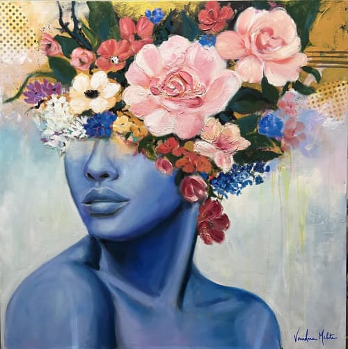 Blossom with Joy | Oil And Acrylic Painting in Paintings by Vandana Mehta Fine Art. Item made of canvas
