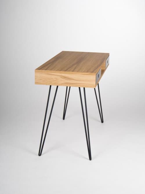 Home office desk, industrial small table, with black drawers | Tables by Mo Woodwork