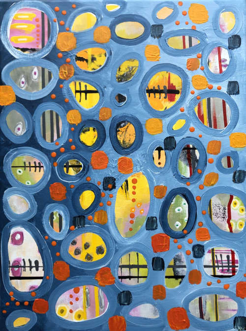 The Beach | Oil And Acrylic Painting in Paintings by KARDIMAGO. Item composed of canvas and synthetic