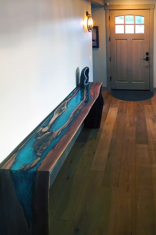 Live edge walnut dining console | Console Table in Tables by Abodeacious. Item composed of wood & synthetic compatible with contemporary and modern style