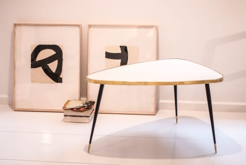 Handcraft Side Table Organic Shape Brass Contour 5 Color | Bedside Table in Tables by Jover + Valls. Item composed of wood & brass compatible with art deco style