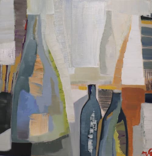 Vessels Diptych II | Oil And Acrylic Painting in Paintings by Cécile Ganne. Item composed of canvas
