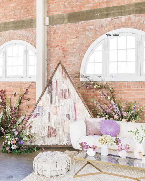 8' Triangular Weaving | Macrame Wall Hanging in Wall Hangings by Tiffany Lusteg | BRICK in San Diego. Item made of cotton with fiber