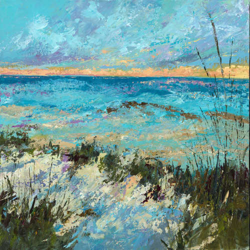 Sky Glow - Seascape Painting on Canvas by Filomena Booth | Oil And Acrylic Painting in Paintings by Filomena Booth Fine Art. Item made of canvas works with contemporary & coastal style