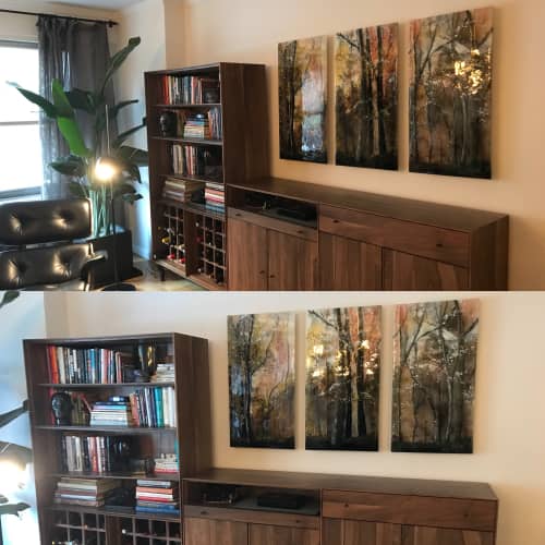 Approaching Dawn in Kilnformed Glass | Mixed Media by Alice Benvie Gebhart | Private Residence, Manhattan, NYC in New York. Item made of glass