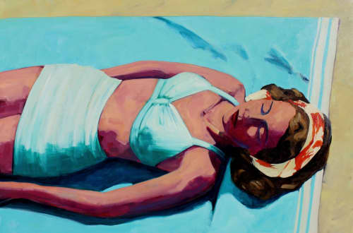 'Beach Serenity', 48"x72", original oil painting | Oil And Acrylic Painting in Paintings by T.S. Harris aka Tracey Sylvester Harris | Delta Sky Club in San Francisco. Item composed of synthetic