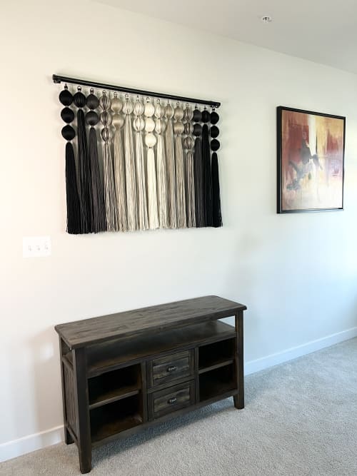 Slate: Large Gradient Dimensional Fiber Art Wall Hanging | Wall Sculpture in Wall Hangings by Cadence by Clarity Craft Studio. Item composed of wood & metal compatible with boho and contemporary style