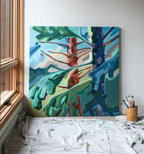Green Energy, Painting on Canvas, Colorful forest | Oil And Acrylic Painting in Paintings by Inese Westcott. Item composed of canvas & synthetic compatible with contemporary style