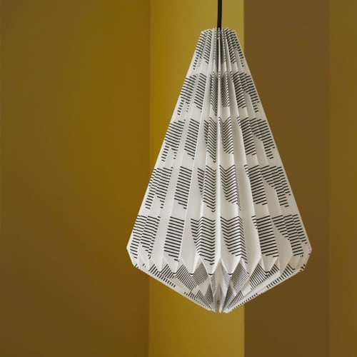 Lamp N°135 Scalpes print | Pendants by Laboratoire Textile. Item made of fabric works with minimalism & contemporary style