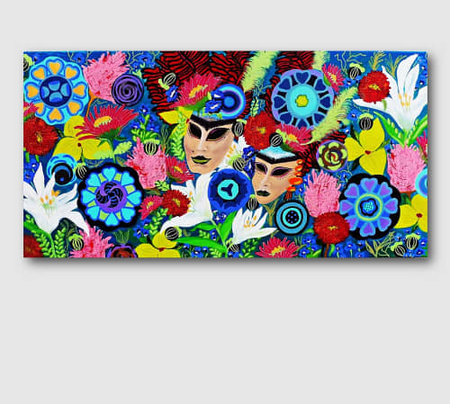 CARNIVAL GARDEN - Large floral painting | Oil And Acrylic Painting in Paintings by Marinela Puscasu. Item made of canvas