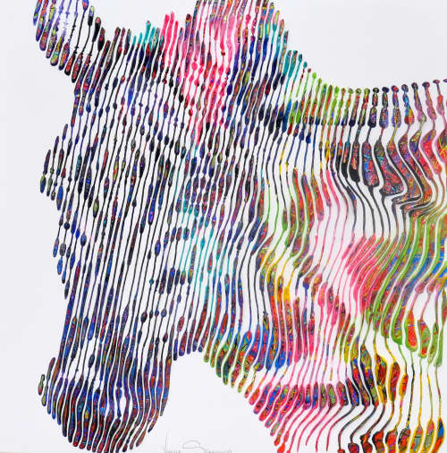 the most beautiful Zebra | Oil And Acrylic Painting in Paintings by Virginie SCHROEDER. Item composed of canvas in minimalism or contemporary style