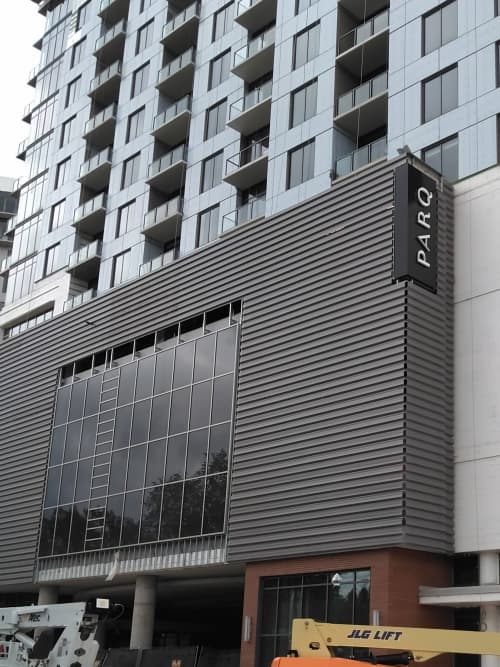 Parq on Speer | Signage by Jones Sign Company. Item composed of metal