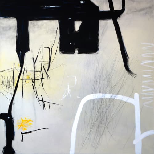 ABIERTO • 48x48" | Mixed Media in Paintings by Victoria Primicias. Item made of canvas compatible with contemporary and japandi style