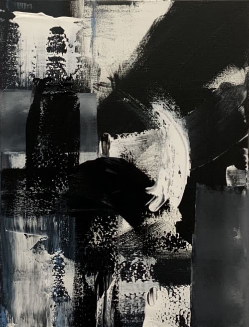 "Departure". Abstract Painting | Oil And Acrylic Painting in Paintings by Alice Lipping | Vesta Trattoria & Wine Bar in Queens. Item made of canvas & synthetic