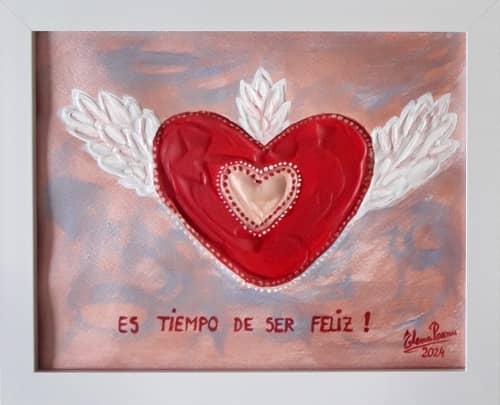Es tiempo de ser feliz | Oil And Acrylic Painting in Paintings by Elena Parau. Item composed of paper compatible with minimalism and country & farmhouse style