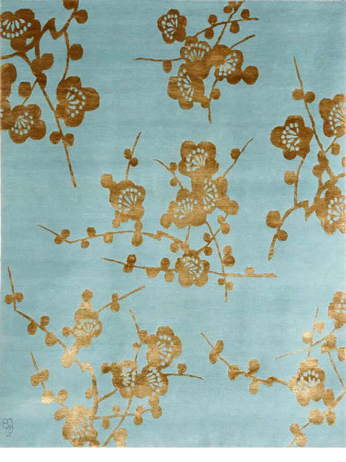 SPRAY (seablue gold) | Small Rug in Rugs by Emma Gardner Design, LLC. Item made of fabric