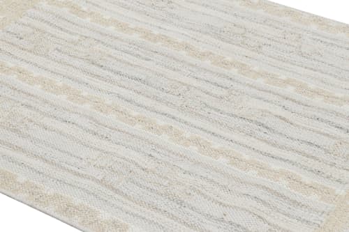 Rug & Kilim’s Scandinavian Rug in Cream, White and Blue | Area Rug in Rugs by Rug and Kilim