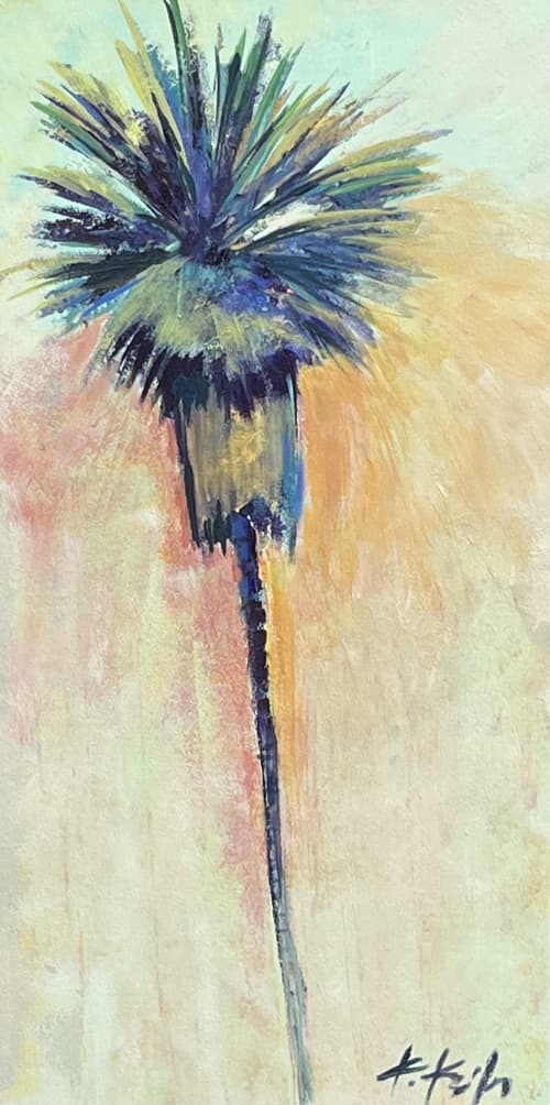 Palms in Late afternoon | Oil And Acrylic Painting in Paintings by Kathleen Keifer. Item made of canvas with synthetic