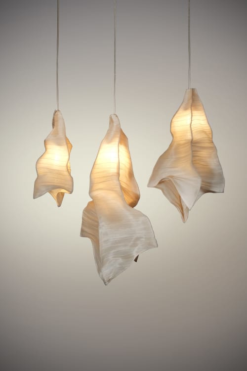 Modern Fabric Pendant Light Phantasma from Studio Mirei | Pendants by Costantini Design. Item made of fiber