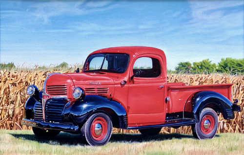 Red Truck - oil painting | Oil On Canvas in Paintings by Melissa Patel