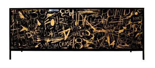Duncan Cabinet Mix Media Artwork On Doors | Sideboard in Storage by Morgan Clayhall