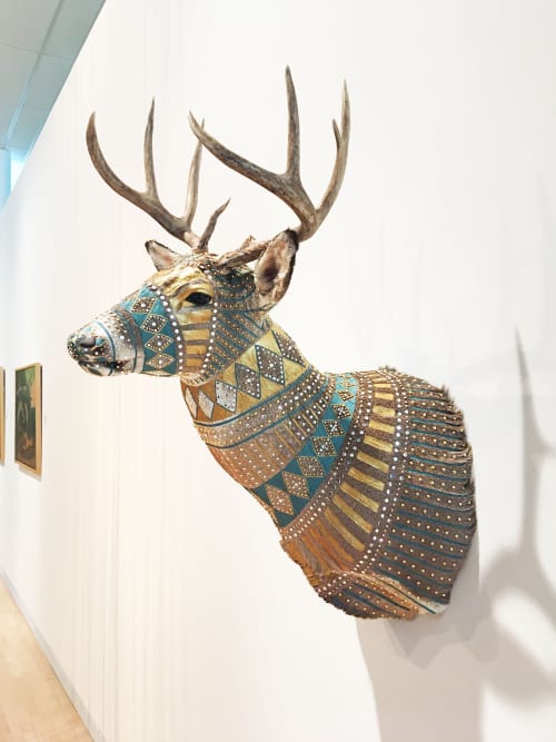 Embellished Deer | Wall Sculpture in Wall Hangings by Cassandra Smith. Item made of canvas