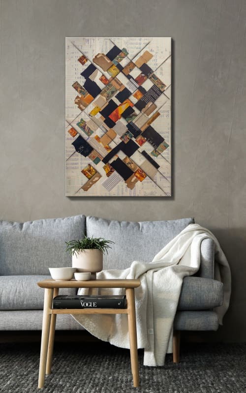 Big Whiskey | Mixed Media by Glen Gauthier. Item made of canvas & paper compatible with mid century modern and contemporary style