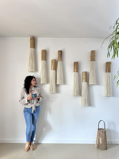 Bamboo & Wool Sculpture | Wall Sculpture in Wall Hangings by Olivia Fiber Art