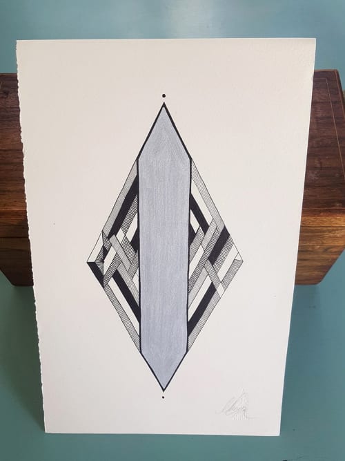 Art Deco Diamond ~ Original Drawing | Drawings by Chrysa Koukoura. Item composed of paper