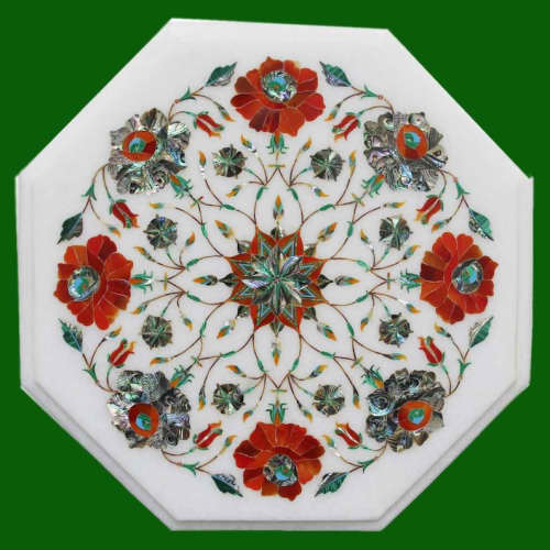 white marble table, coffee table, end table, tabletop | Tables by Innovative Home Decors. Item composed of marble in country & farmhouse or art deco style