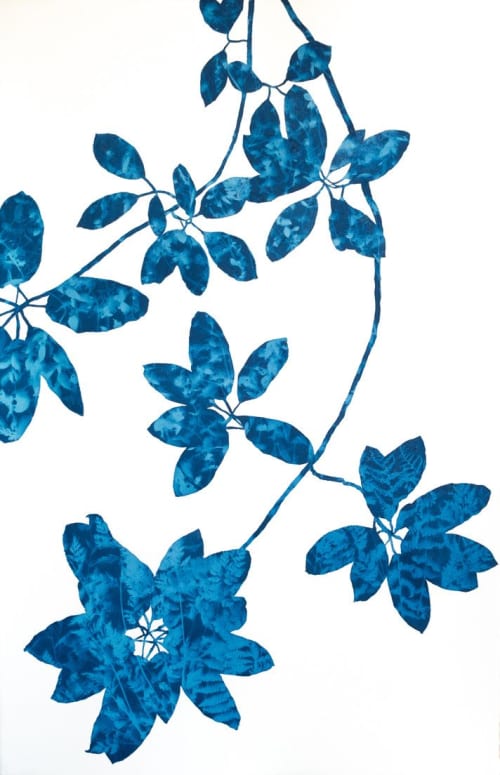 Delft Madrone II (40 x 26" Original Cyanotype Painting) | Mixed Media in Paintings by Christine So