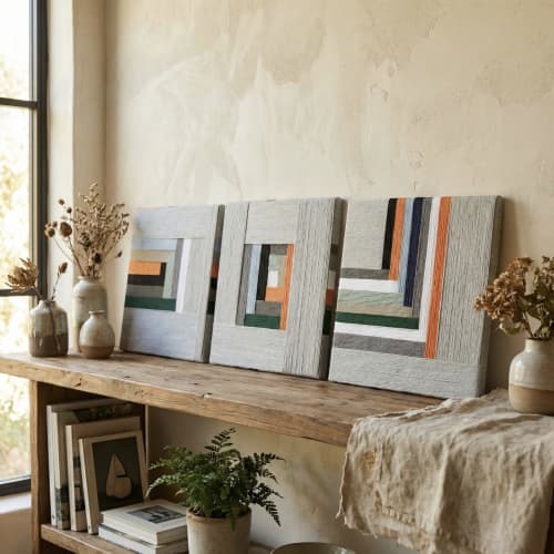 Contemporary Wool Thread Art: 3D Canvas Masterpieces | Decorative Frame in Decorative Objects by Sarmal Design. Item made of wool compatible with boho and minimalism style