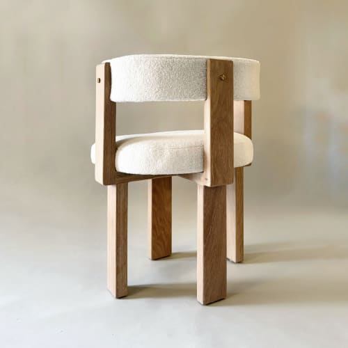Emmy Dining Chair | Chairs by YJ Interiors. Item made of oak wood with fabric works with minimalism & mid century modern style